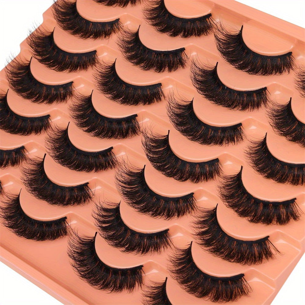 14 Pairs Luxurious Black False Eyelashes - Natural Look, Thick & Fluffy, Wispy Strip Cat Eye Lashes for a Dramatic Extension Effect, Fake Eyelashes, Pack
